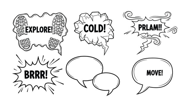 Dynamic Dialogue: Explore the vibrant world of graphic speech bubbles, each poised to convey a range of emotions and statements. 