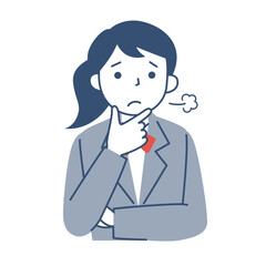 困った表情の女子学生の上半身