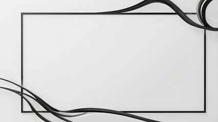 静かな印象のシンプルなブラック抽象ラインフレーム