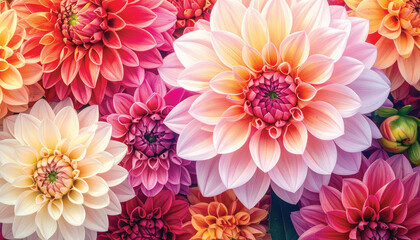 Obraz premium A colorful chrysanthemum and dahlia flower background, perfect as a vibrant mobile wallpaper