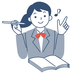 笑顔で勉強する女子学生の上半身