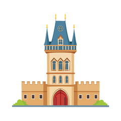Cartoon illustration of a tall castle tower on a white background © Yanti