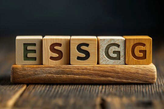 ESG concept of environmental, social and governance. words ESG on a woodblock It is an idea for sustainable organizational development. account the environment, society and corporate governance