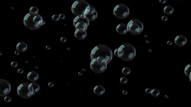 soap bubbles isolated alpha channel animation, foam bubbles random motion,cosmetics and beauty motion design element