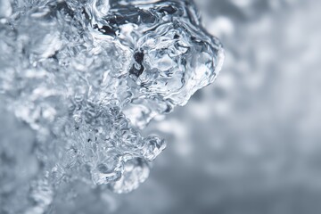 Macro Close Up of Melting Ice Crystal, Climate Change Concept