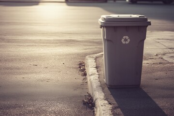 Recycling Bin on Urban Street, Waste Management Concept
