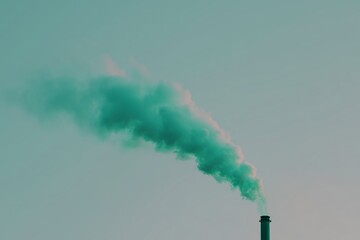 Industrial Smokestack with Green Emissions, Climate Crisis Symbol