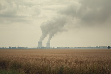 Power Plant Emissions Over Wheat Field, Climate Impact on Agriculture