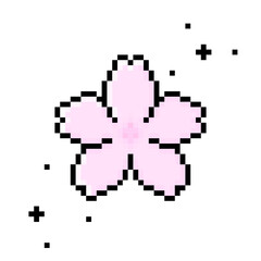 Fototapeta premium ピクセルアートなレトロな桜マーシンプルクキラキラアイコン⭐︎PNG
