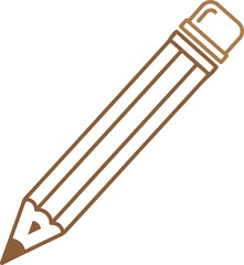 Brown Line Art Pencil Icon with Eraser