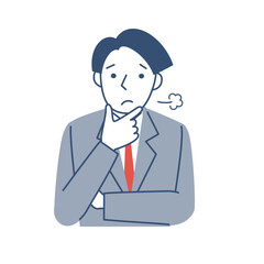 困った表情の男子学生の上半身