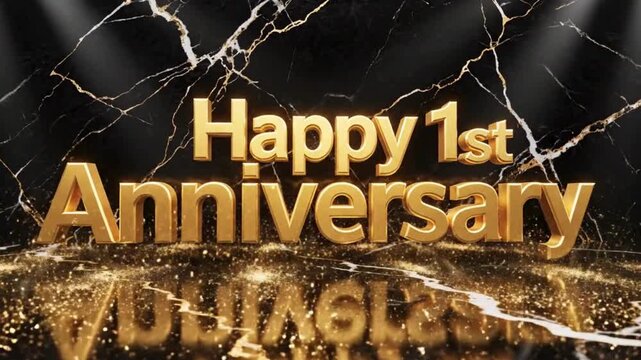 Happy 1st Anniversary Golden Text Celebration.