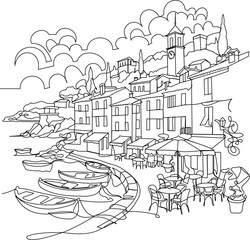 Fototapeta premium Coloring book illustration line design.