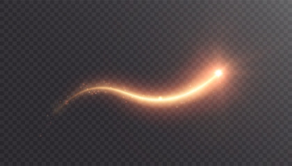 The glowing golden trail creates an elegant cosmic or magical effect on a dark background. © Valeriia