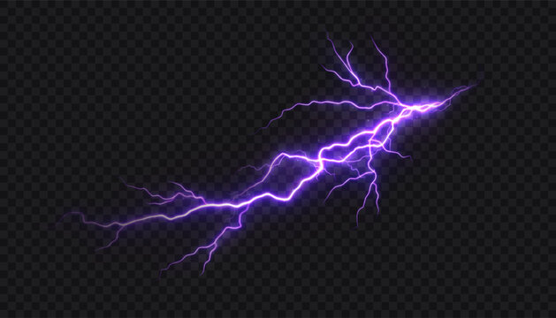 A vibrant purple lightning bolt creates a dynamic energy effect. Vector for dark backgrounds.