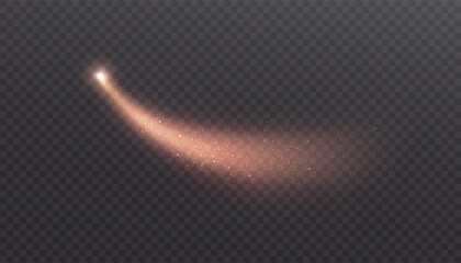 The glowing golden trail creates an elegant cosmic or magical effect on a dark background. © Valeriia