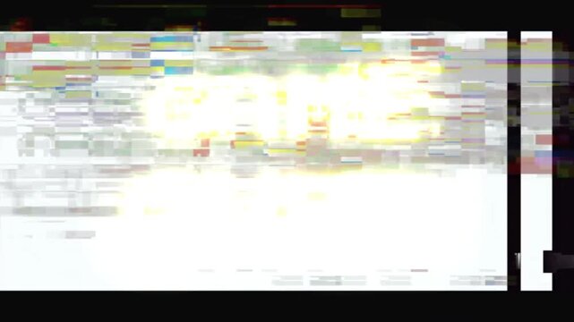 Dynamic digital  Game Over with distortion creating a striking abstract visual of pixelated data errors and technology malfunction, perfect for conceptual backgrounds or modern tech themes