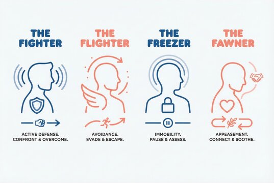 Understanding Emotional Responses Through The Fighter The Flighter The Freezer and The Fawner Dynamics of Conflict Resolution and Human Behavior