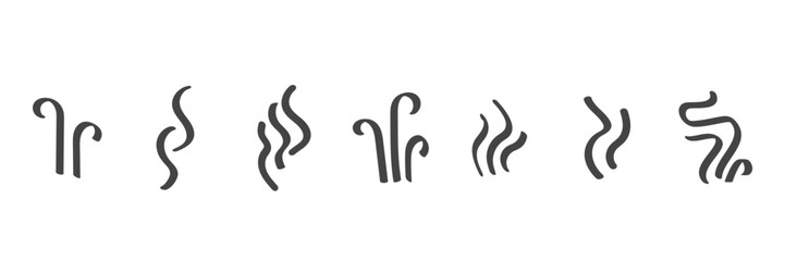 Fototapeta premium Hand drawn steam effect. Doodle lines for hot and cold food. Abstract smell icons.