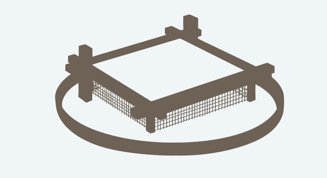 Square Boxing Ring with Ropes Illustration.
