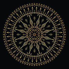 Gold Mandala Tribal Ornamental Design on Black Background © Marina Storm