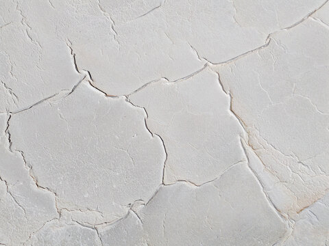 Aerial view of cracked earth revealing intricate patterns and textures at the Old Chandler Potash Mine Site, Chandler, Western Australia, Australia.