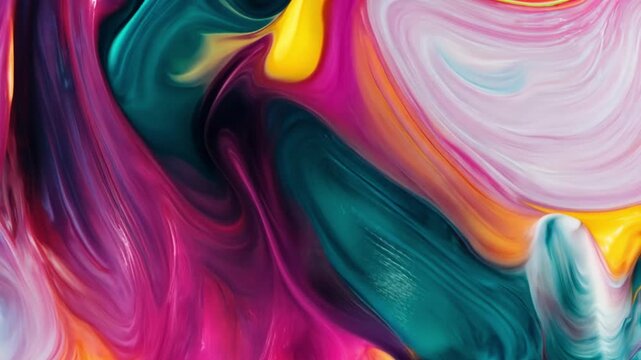 Vibrant Swirls of Blue Pink Yellow and Green Abstract Background Art