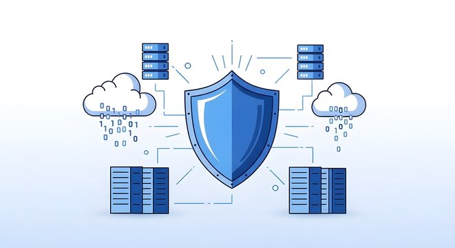 Business Data Protection and Cybersecurity Shield Concept