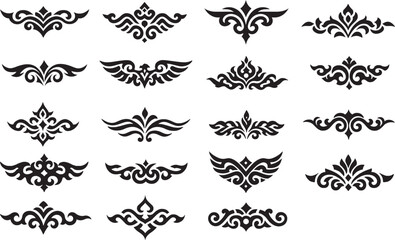 Elegant Symmetrical Ornamental Divider Vector Icon Set