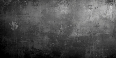 A dark aged surface features a scratched grunge metal texture with a rough gray concrete pattern and vintage dirty stone effects on an old textured black backdrop