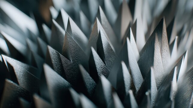 Macro shot of a textured abstract background showing many sharp spikes or pyramids. Concept of difficulty, challenge or innovation in business.
