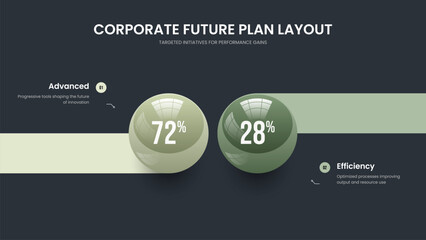 Clean Plan 2 Option Graph Slideshow Layout. Minimal Introduction Two Step Diagram Frame Design. Science Profile Slide Template Vector Illustration.