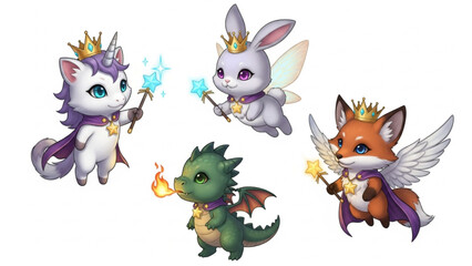 Fototapeta premium Adorable Royal Fantasy Creatures Collection