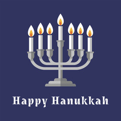 Happy Hanukkah Menorah Greeting Illustration