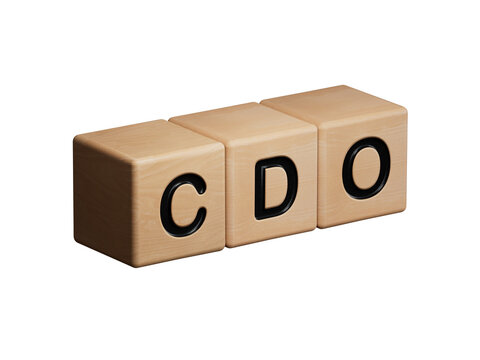 CDO word on wooden cubes.close up of wooden elements,Business Concept.Supports PNG files with transparent backgrounds.