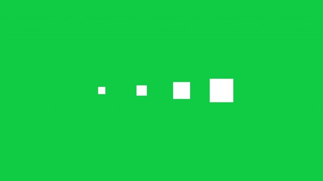 Four Squares Loading Loop Animation - White Boxes Buffering Isolated On Green Background