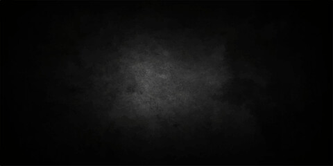 A dark vintage grunge film background features a rough black concrete wall texture with aged grey stone patterns and subtle smoke effects on a blank textured surface © PIXEL