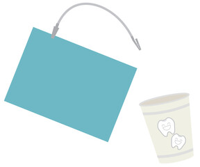 歯科用エプロンと紙コップのセットイラスト（診察準備や衛生管理）