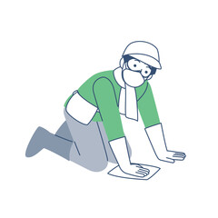 清掃をする男性