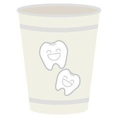 歯のキャラクターが描かれた歯科用紙コップイラスト