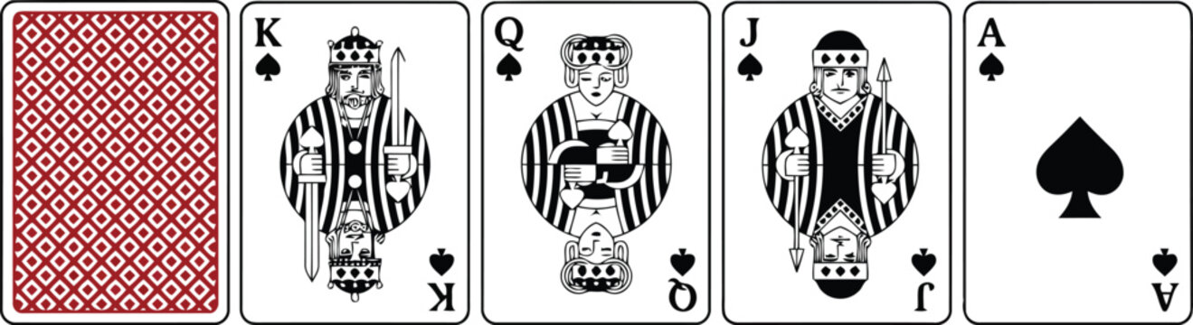 Modern spade playing cards set vector illustration.