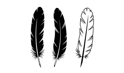 Decorative boho bird feather silhouette logo vector set isolated on transparent background © MDRahul
