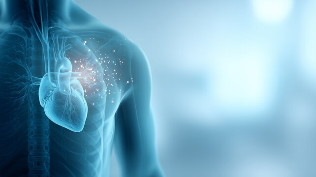 人間の心臓の3Dイラスト｜循環器系の疾患や炎症、痛みを表現