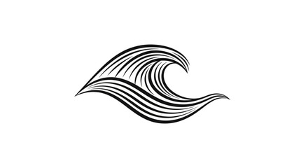 Fototapeta premium Stylized black line art illustration of a curling ocean wave.