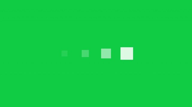 Four Squares Loading Modern Loop Animation - White Boxes Buffering Isolated On Green Background