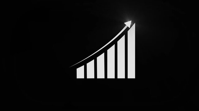 Business growth concept chart bar growth report and arrow growth, success business graph business arrow up animation. business graph success animation arrow on black