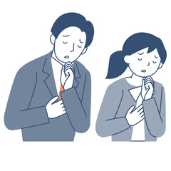 悩む若い女性と若い男性の上半身