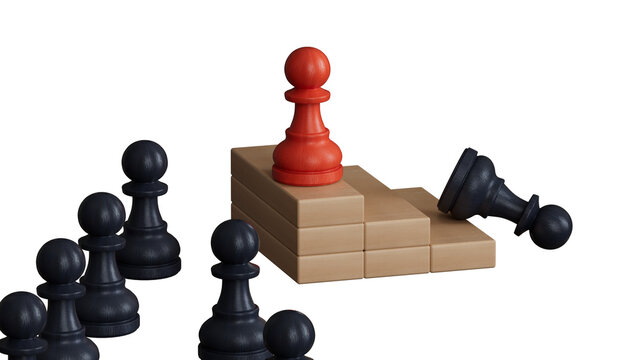Financial wood chess situation.Customer Lifecycle Management concept.Supports PNG files with transparent backgrounds.