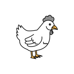 Obraz premium Cartoon chicken illustration on white background for various creative projects