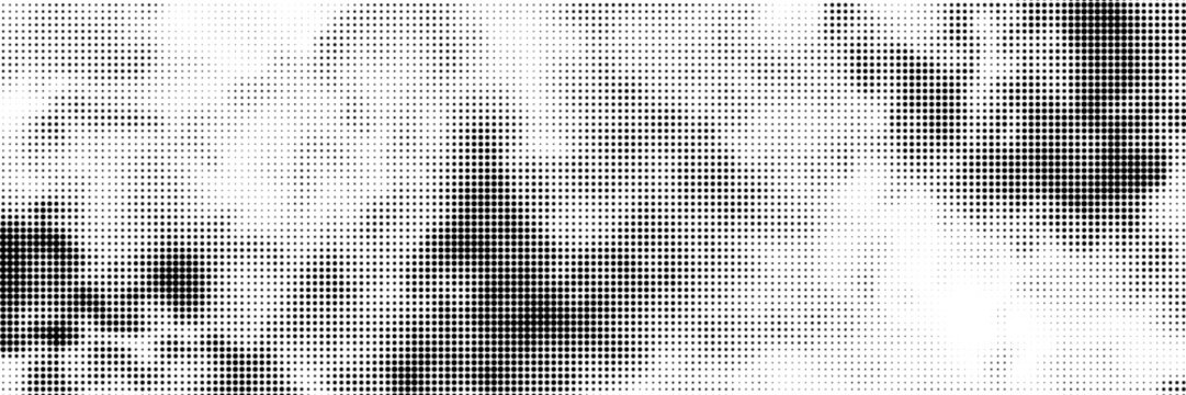 Abstract black and white liquid halftone dot background, organic smoke vector pattern for pop art and urban creative design.